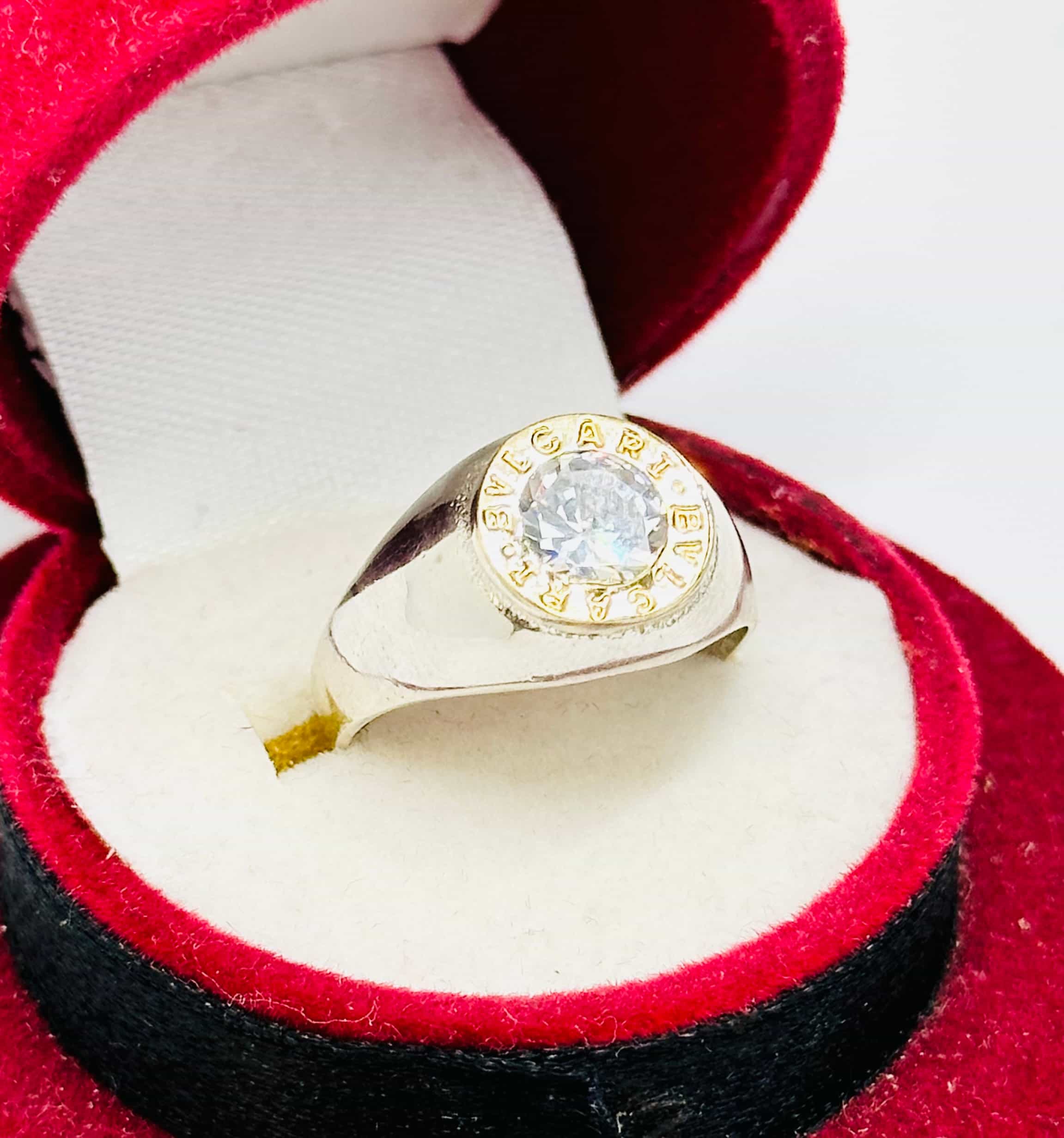 ANILLOS GRANDE (1CM) CUERPO ANCHO BULGARI PLATA Y ORO LAMINADO